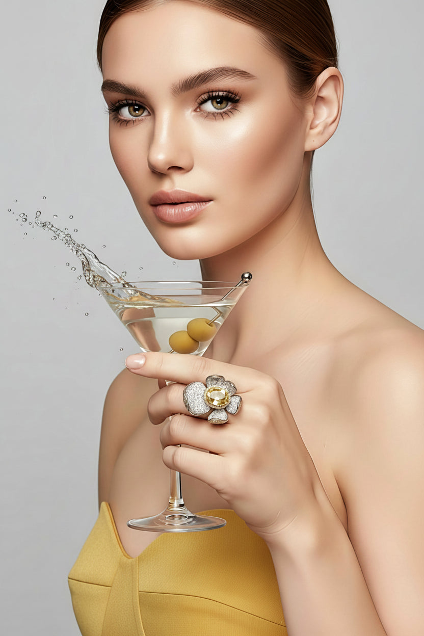 Sterling Silver Citrine Flower Ring