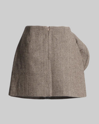 Brown Herringbone 3D Flower Mini Skirt