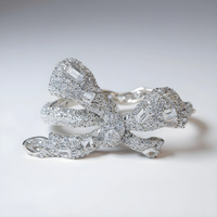 Sterling Silver Diamond Bow Bangle and Diamond Ring