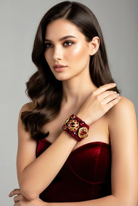 Red Jeweled Cuff Bracelet