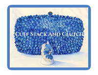 Blue Crystal Clutch and Sterling Silver Half Butterfly Ring