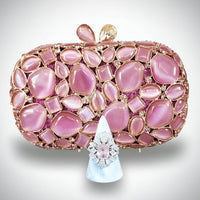 Pink Stone Clutch Purse and Sterling Silver Rose Quartz Ring
