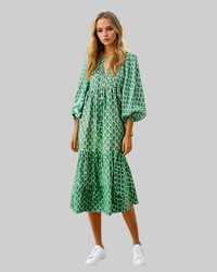 Green Print Maxi Dress
