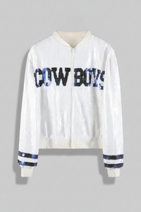 Dallas Cowboys White Sequin Bomber Jacket