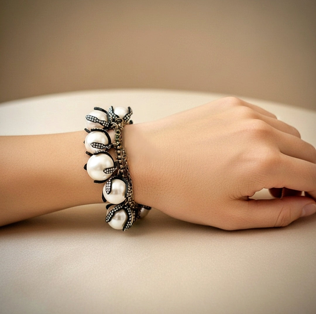 White Embellished Ball Bracelet