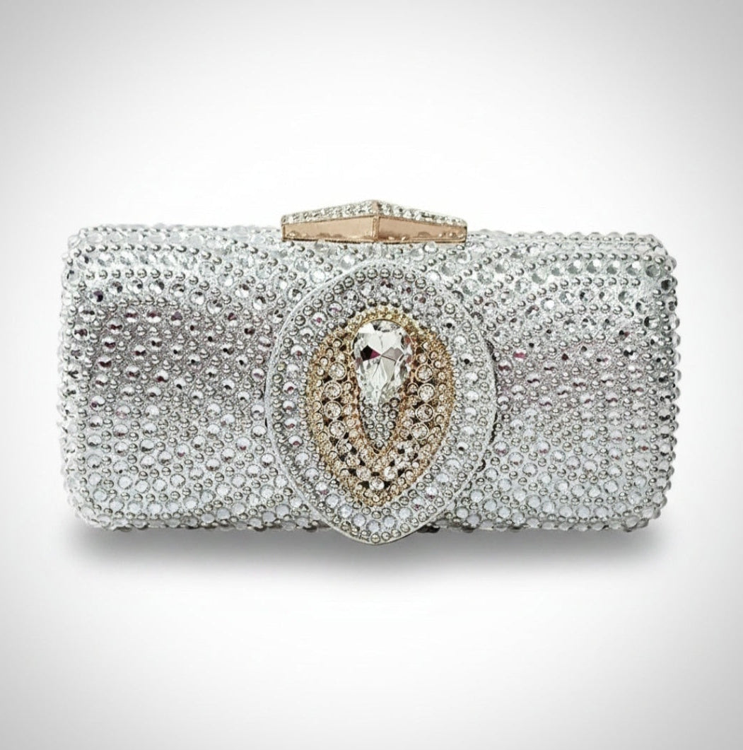 Silver and Gold Crystal Clutch