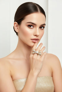 Sterling Silver Handmade Pave Bow Ring