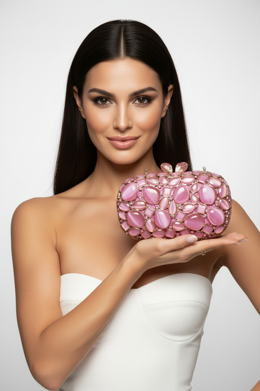 Pink Stone Clutch