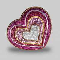 Hot Pink Heart Crystal Clutch