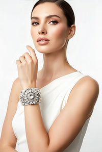White Jeweled Cuff Bracelet