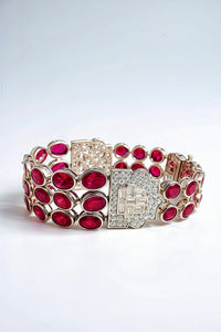 Sterling Silver Oval Cut Ruby Bracelet