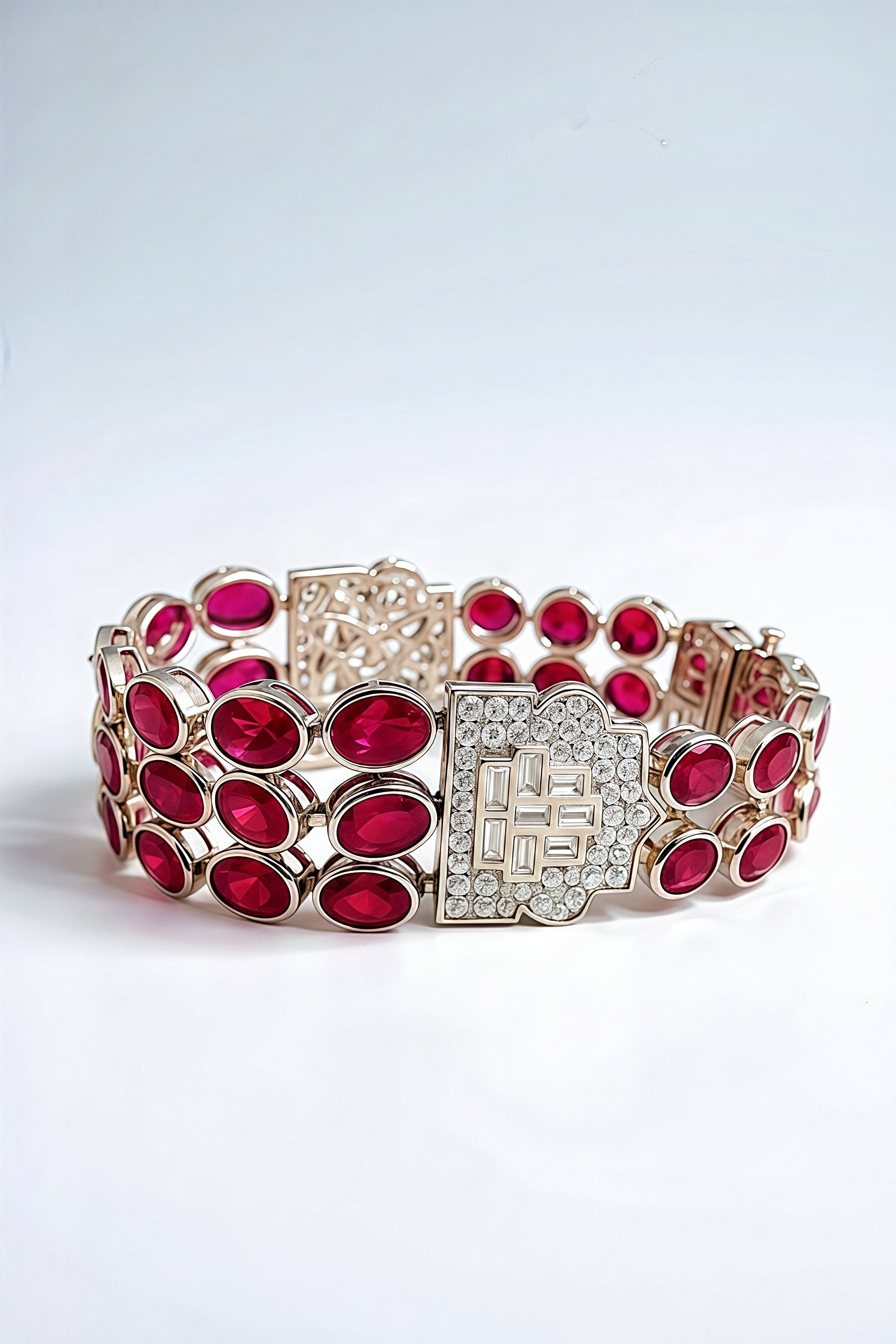 Sterling Silver Oval Cut Ruby Bracelet