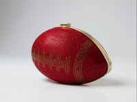 Red Crystal Football Clutch Purse