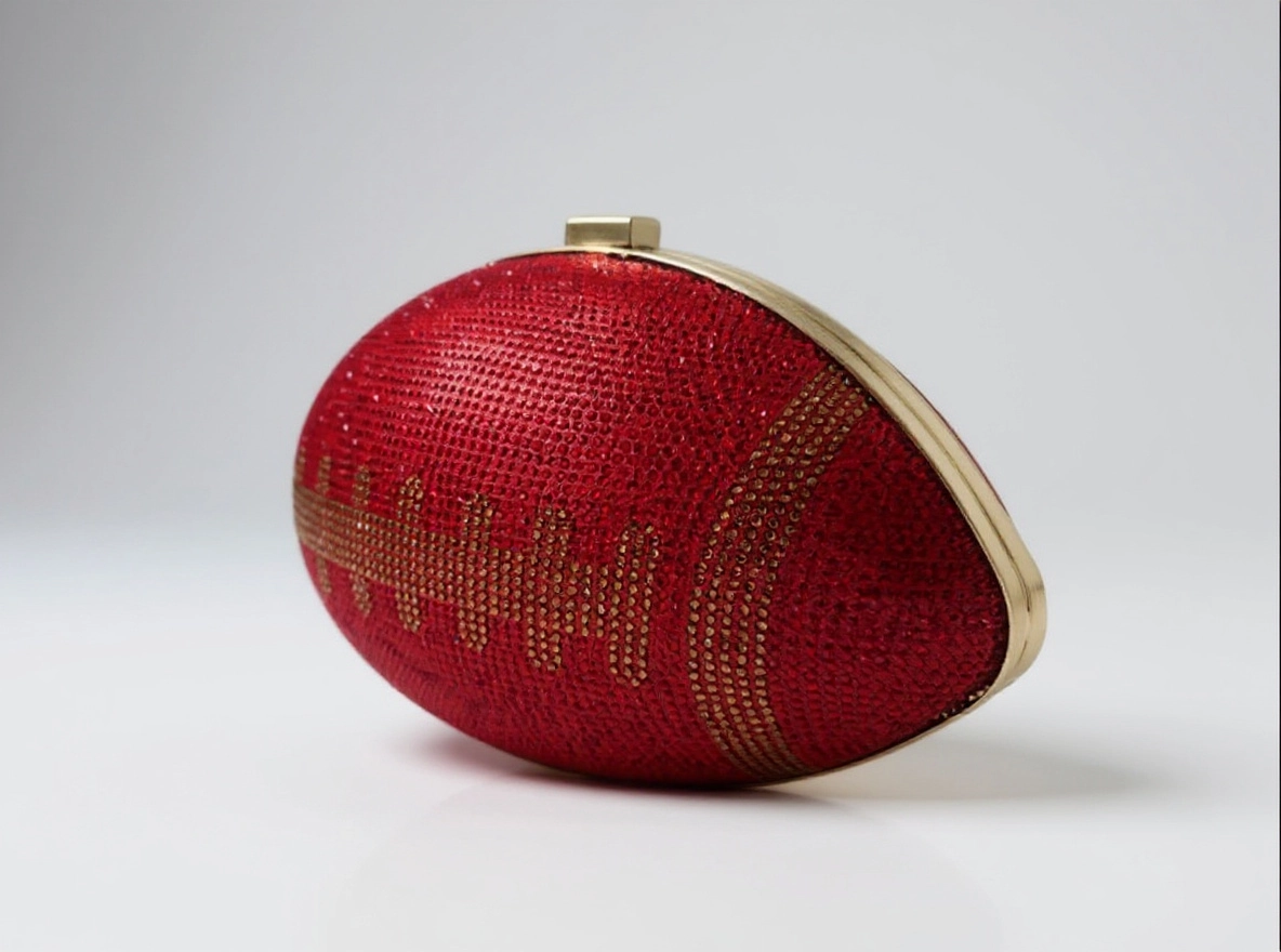 Red Crystal Football Clutch Purse