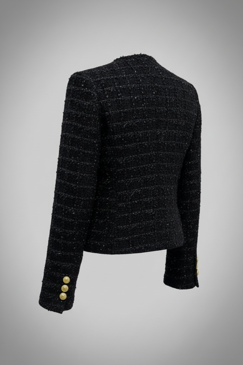 Black Retro Gold Buttoned Jacket
