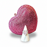 Pink Crystal Heart Clutch Purse and Sterling Silver Pink Heart Ring