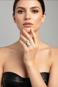 Sterling Silver Pave Diamond Twist Ring