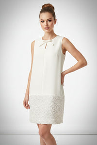 Ivory Sequin Trimmed Mini Dress