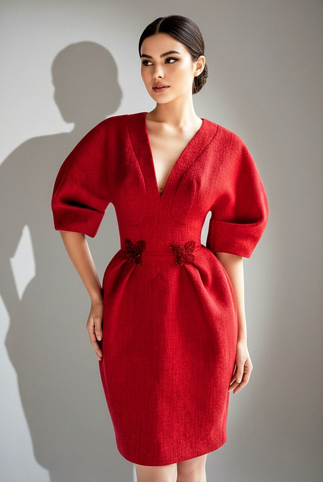 Red Butterfly Applique Dress
