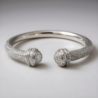 Sterling Silver Diamond Open Charm Bangle