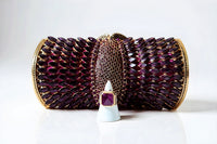 Purple Crystal Clutch and Sterling Silver Amethyst Rivet Ring