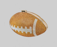 Burnt Orange UT Longhorns Crystal Football Clutch