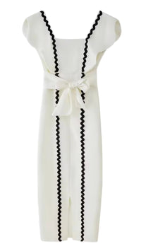 Ivory Zigzag Black Trim Dress