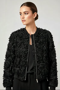 Black 3D Flower Jacket