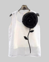 Black and White 3D Flower Sleeveless Blouse
