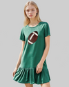 Green Sequin Football T-shirt Dress