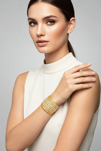 Sterling Silver 18K Gold Plated Moonstone Cuff