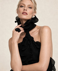 Black Orchid Flower Ring