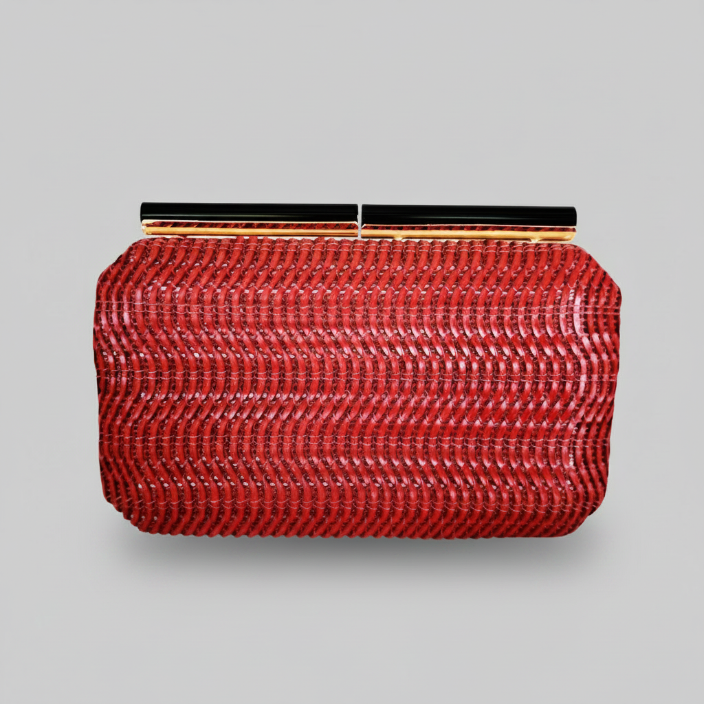 Red Rattan Clutch