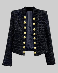 Black Retro Gold Buttoned Jacket