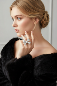 Sterling Silver Pave Bow Ring