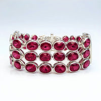 Sterling Silver Oval Cut Ruby Bracelet