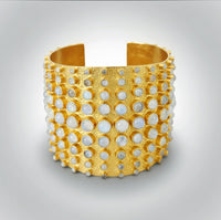 Sterling Silver 18K Gold Plated Moonstone Cuff