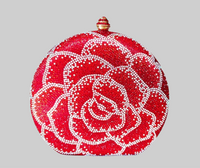 Red and White Crystal Flower Clutch