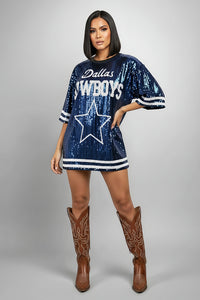 Dallas Cowboys Blue Sequin Oversized Shirt