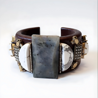 Brown Marble Embellished Cuff Bracelet