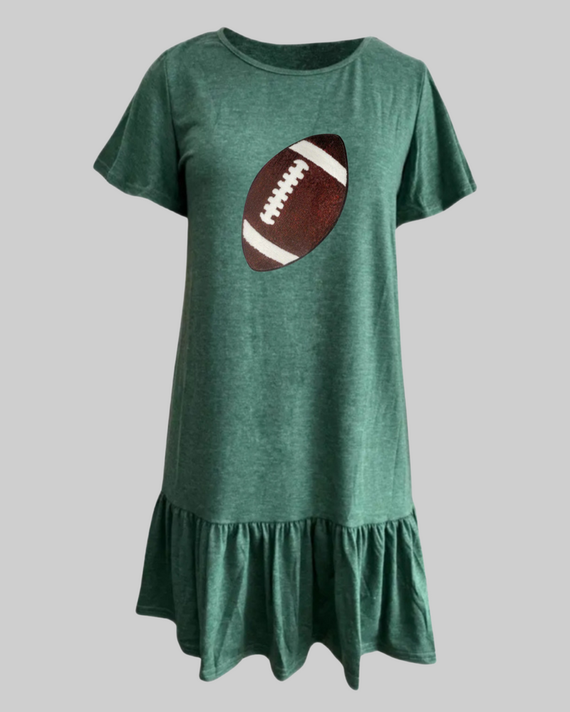 Green Sequin Football T-shirt Dress