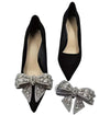 Silver Jeweled Bow Shoe Ornaments