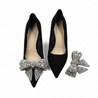 Silver Jeweled Bow Shoe Ornaments