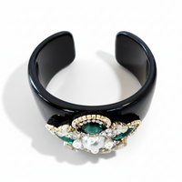 Black and Green Jeweled Cuff Bracelet