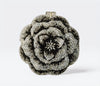 Black and Silver Flower Crystal Clutch