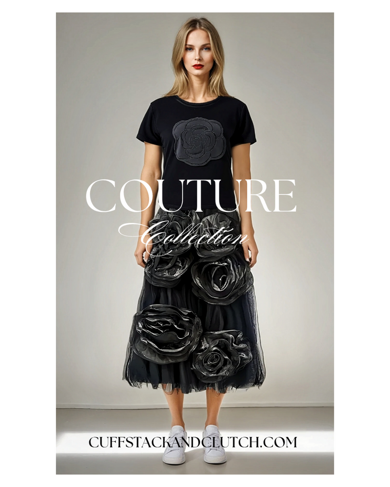 Black 3D Floral Skirt