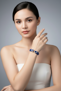 Blue Diamond Enamel Cuff Bracelet