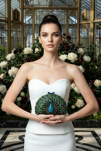 Blue and Green Crystal Peacock Clutch