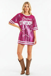 Dallas Cowboys Hot Pink Oversized Sequin Shirt