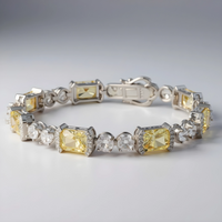 Sterling Silver Yellow and White Diamond Tennis Bracelet